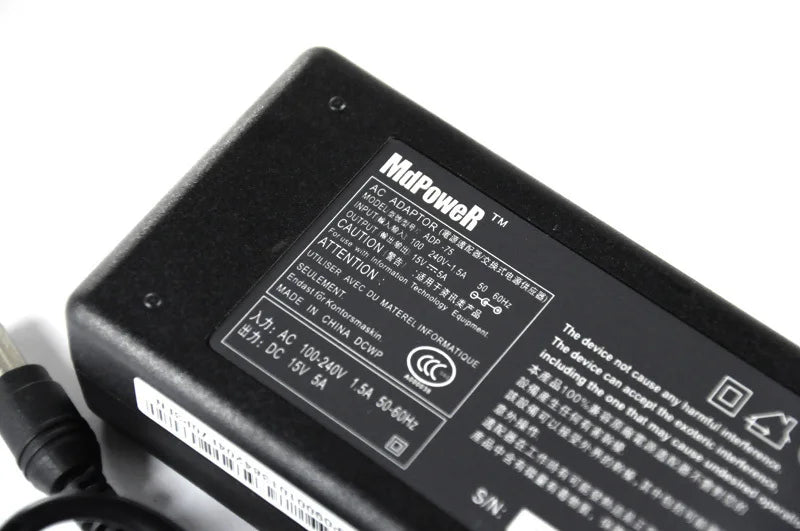 15V 5A 75W For Toshiba 6.3*3.0mm Satellite A10 M10 A2 A9 M2 M5 M9 A600 M500 R500 M400 J4 Laptop Power supply ac adapter Charger